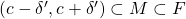 (c-\delta',c+\delta') \subset M \subset F